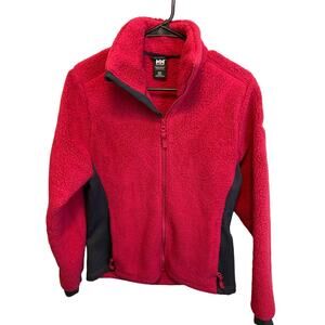 Women's Helly Hansen Red Sherpa Fill Zip Long Sleeve Warm Jacket Size Small